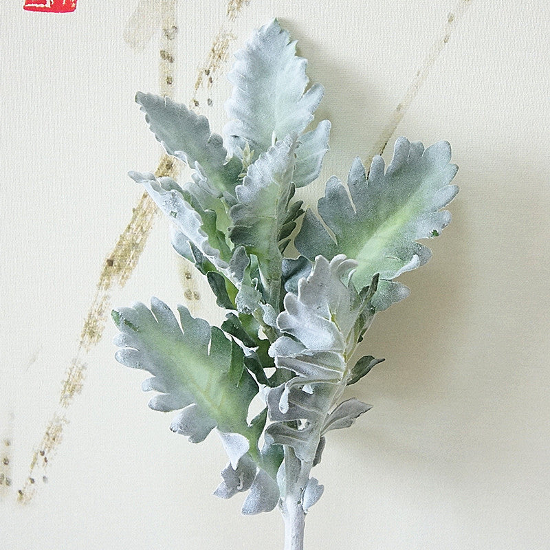 Realistic Silver Leaf Daisy Artificial Flowers for Wedding and Home Decor - Stunning Faux Greenery Floral Arrangements with Snowy Leaves for Wall Bouquets