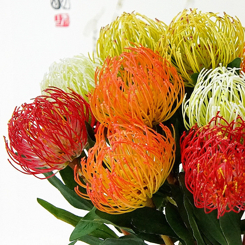 Realistic Faux Golden Needle Fireworks Flowers - Stunning Artificial Floral Arrangements for Home Décor and Craft Projects