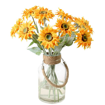 Vibrant Velvet PU Sunflower - Realistic Faux Flower Bouquet for Wedding Decorations, Handheld Arrangements, and Home Decor