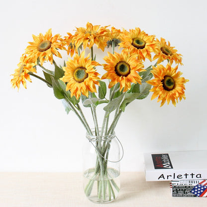 Vibrant Velvet PU Sunflower - Realistic Faux Flower Bouquet for Wedding Decorations, Handheld Arrangements, and Home Decor