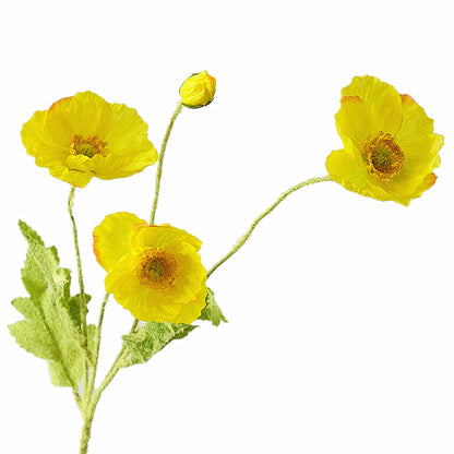 Lifelike 4-Head Faux Flower Mini Poppies – Perfect Decorative Floral Arrangement for Weddings, Home Decor, and Indoor Spaces