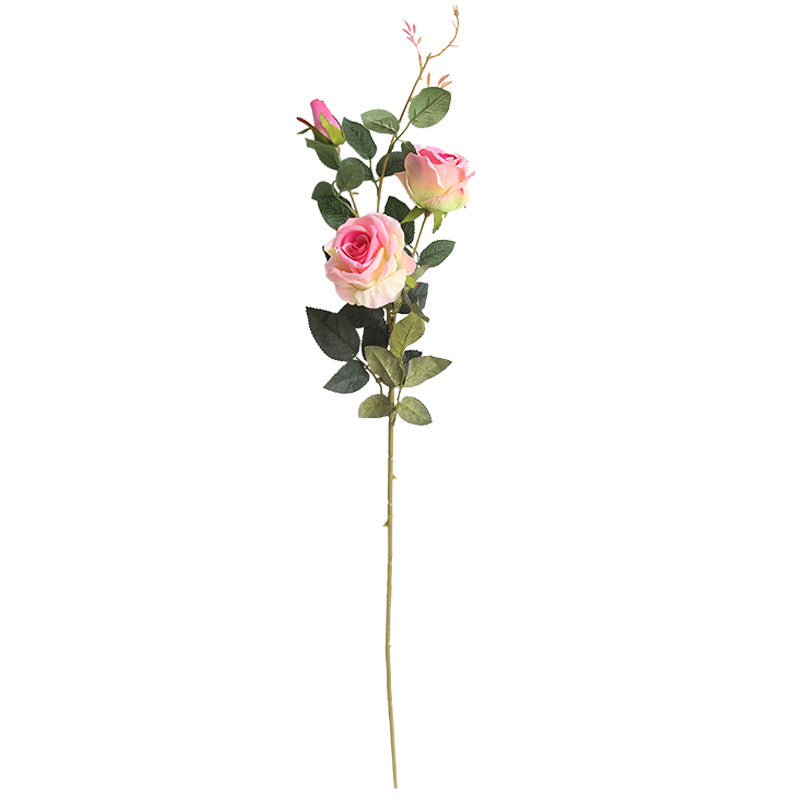 Three-Head Plush Fabric Rose - Realistic Artificial Flower for Home Décor, Wedding Events, and Craft Projects – Ideal Decoration Piece MW03333