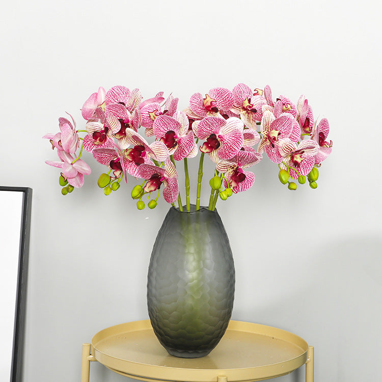 Lifelike Touch 3D Printed 5-Head Orchids - Stunning Indoor Fake Flower Arrangement for Office & Home Decor