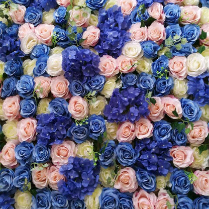 Realistic Artificial Flower Wall with Faux Roses & Hydrangeas - Perfect for Wedding Decorations, Window Displays, and Photoshoot Backdrops