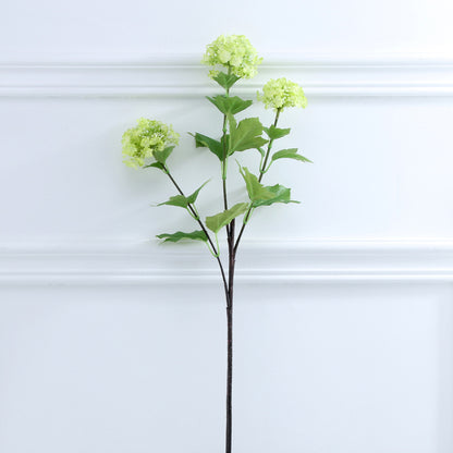 Realistic Wooden Hydrangea Faux Flower Decor - Perfect for Home, Photography, and Wedding Props - Vibrant 3-Headed Design