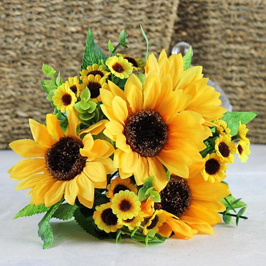 Stunning 7-Head Sunflower Arrangement - Realistic Artificial Flowers for a Bright and Cheerful Decor | Perfect for Home, Weddings, and Events