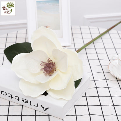 Realistic Single Stem Magnolia Artificial Flower – Elegant Silk Orchid Home Décor for Stunning Floral Arrangements and Display