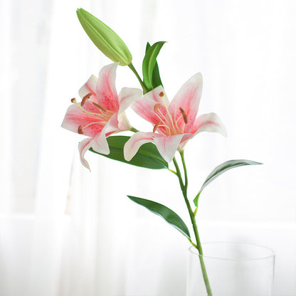 Elegant Artificial 3-Head Lily Flowers - Perfect for Home Decor and Wedding Decorations - Realistic Touch Faux Floral Arrangement