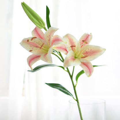 Elegant Artificial 3-Head Lily Flowers - Perfect for Home Decor and Wedding Decorations - Realistic Touch Faux Floral Arrangement