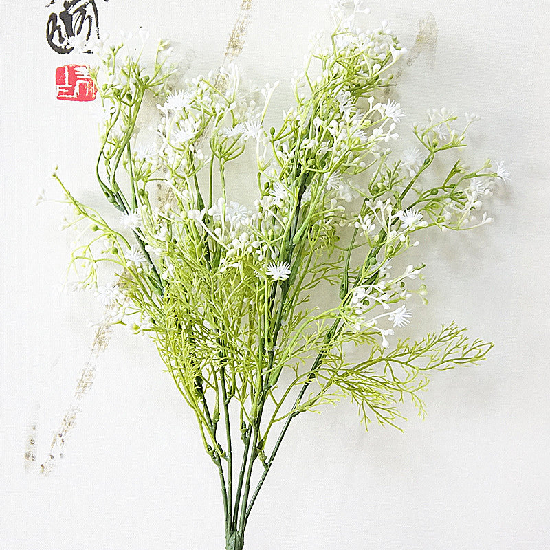 Realistic Baby's Breath Flowers - 5 Branch Starry Stems for Home Decor, Photography, and Wedding Bouquets – Perfect Faux Floral Arrangement