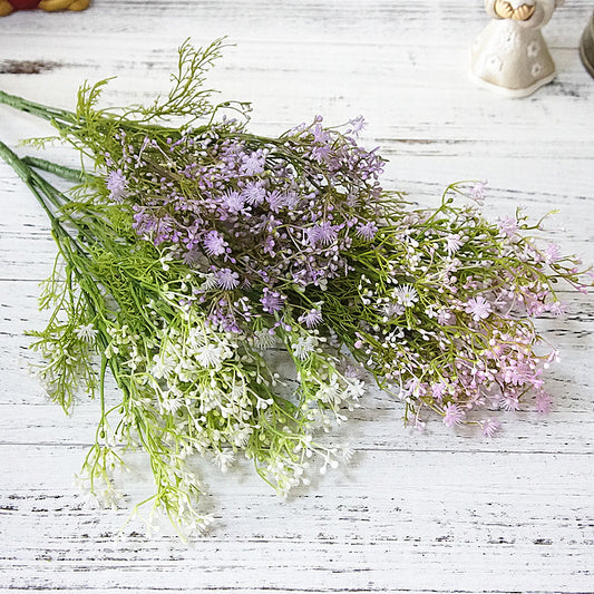 Realistic Baby's Breath Flowers - 5 Branch Starry Stems for Home Decor, Photography, and Wedding Bouquets – Perfect Faux Floral Arrangement