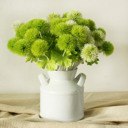 Fresh Single-Stem Faux Flower Decorative Greenery - Charming Artificial Green Balls, Hydrangeas, and Dandelions for Stunning Home Decor