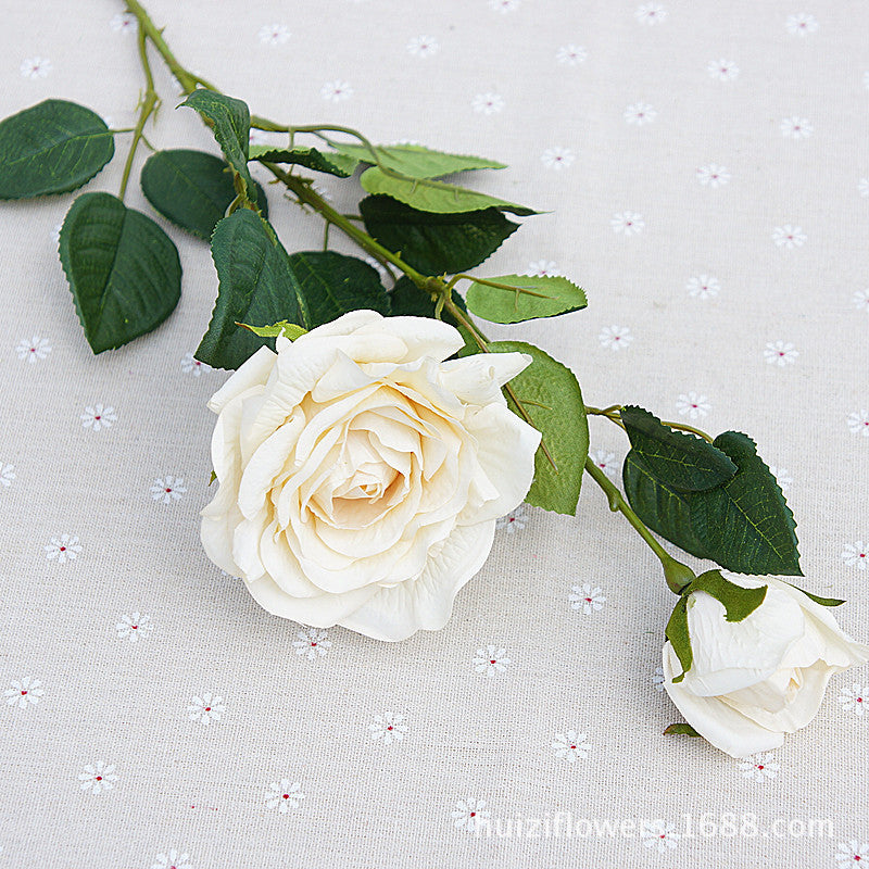 Lifelike Two-Headed Silk Rose Flowers - Stunning Faux Floral Decor for Home, Weddings, and Celebrations