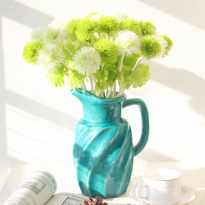 Fresh Single-Stem Faux Flower Decorative Greenery - Charming Artificial Green Balls, Hydrangeas, and Dandelions for Stunning Home Decor