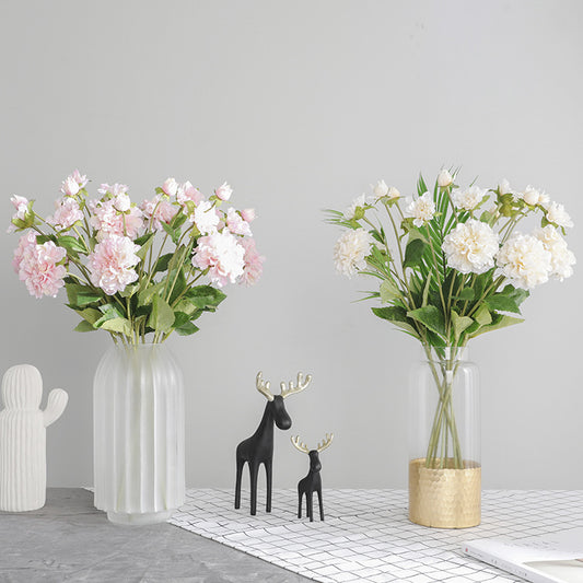 Elegant Artificial Flower Pot Décor for Office: European Style Silk Peony Bouquet for Wedding Aisle Accent and Charming Home Decoration