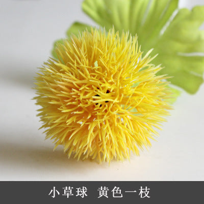 Fresh Single-Stem Faux Flower Decorative Greenery - Charming Artificial Green Balls, Hydrangeas, and Dandelions for Stunning Home Decor