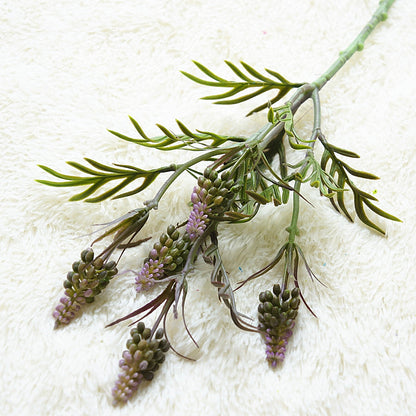 Chic Forest-Inspired Single Stem 5-Head Feather Fan Faux Nut Bean Decorative Artificial Flowers - Perfect for Home Decor, Photography, and Woodland-Themed Weddings