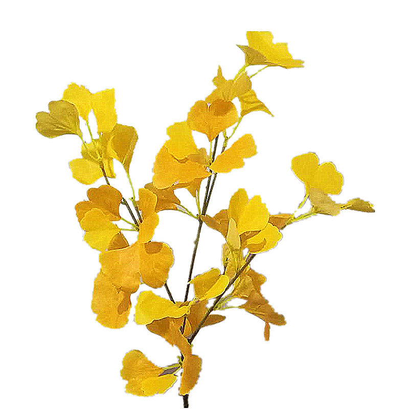 Realistic 4-Branch Long Stem Ginkgo Leaf - Perfect for Home Decor, Wedding Decorations, and Floral Arrangements - Touch-Friendly Artificial Plant Filler