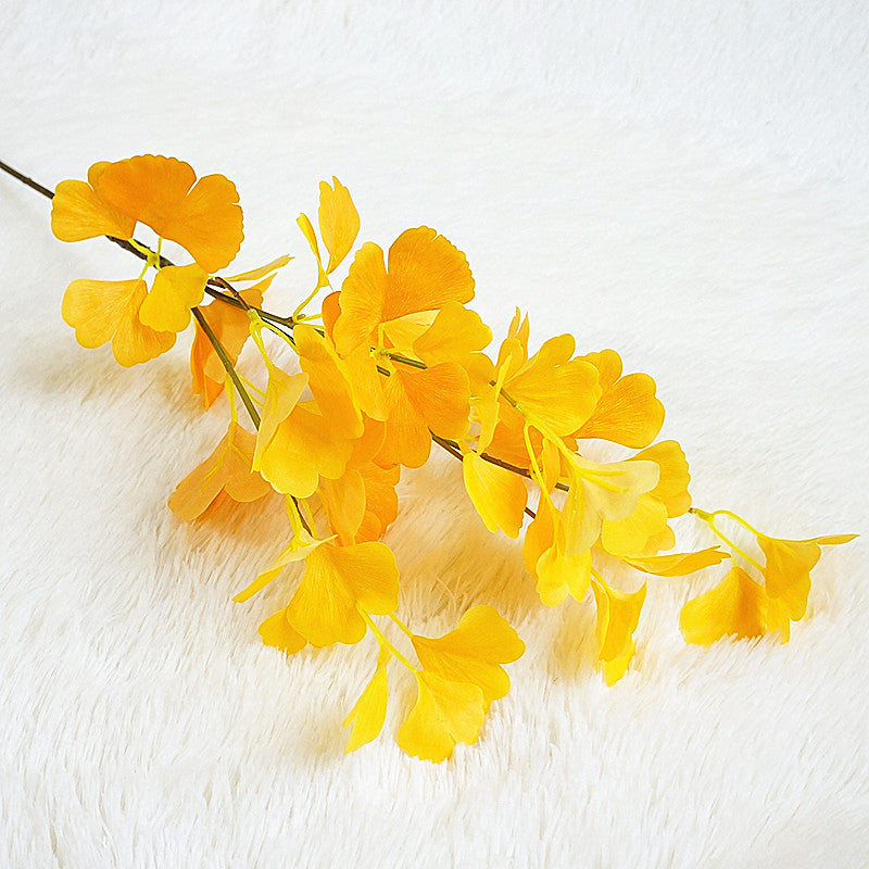 Realistic 4-Branch Long Stem Ginkgo Leaf - Perfect for Home Decor, Wedding Decorations, and Floral Arrangements - Touch-Friendly Artificial Plant Filler