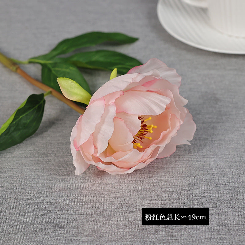 Realistic Single Stem Peony Silk Flower for Wedding Decor, Living Room Centerpiece, and Elegant Entrance Table Decoration