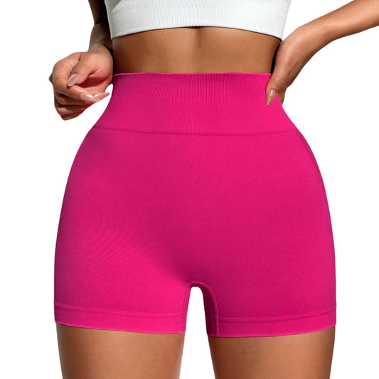 Seamless Knitted Peach Smiley Face Solid Color Breathable Three Quarter Yoga Shorts for Women for Running and Fitness Workouts