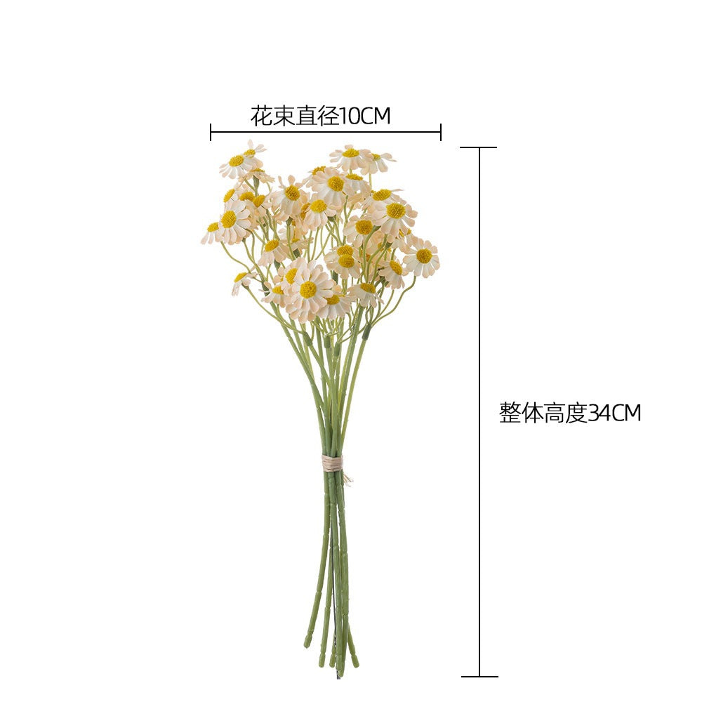 Realistic Artificial Chamomile Flower Bouquet - Lifelike Green Plants for Wedding Decor, Event Styling, and Home Decoration - Trendy INS Aesthetic - Model MW66002