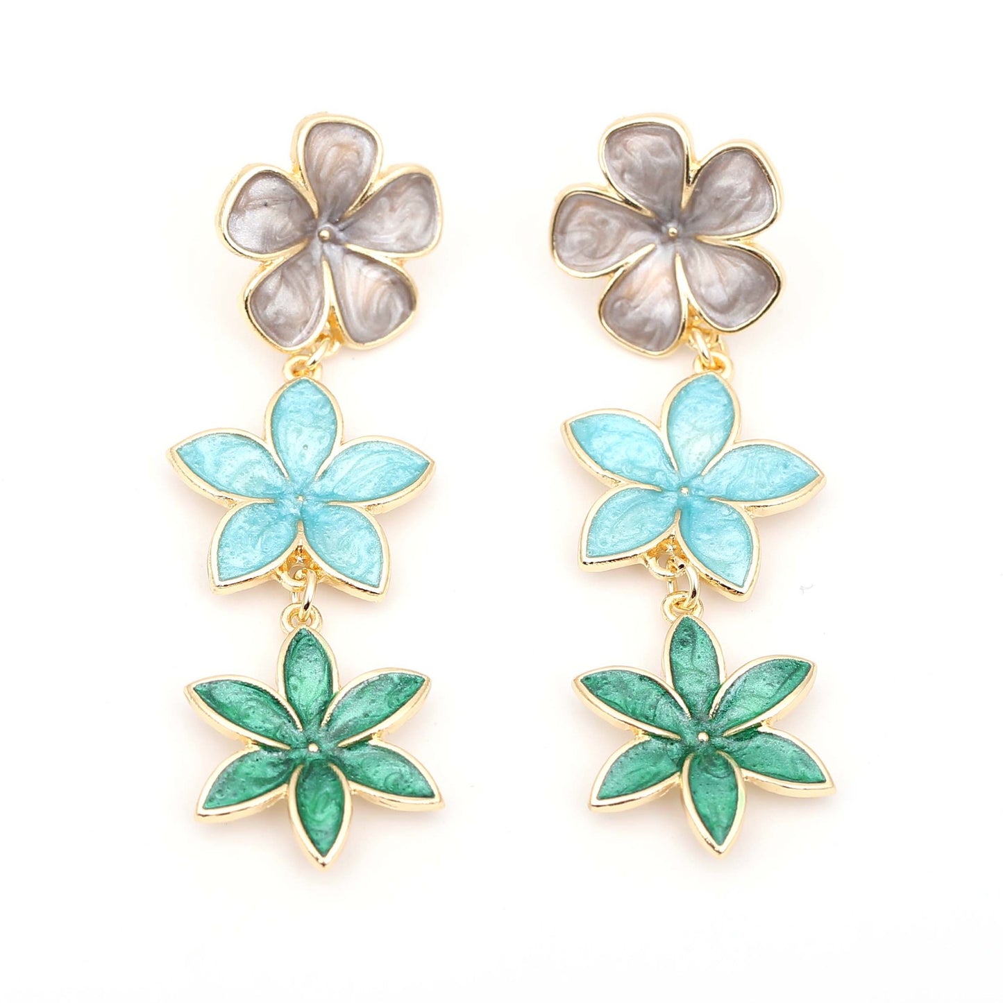 Elegant Multi-Layer Floral Alloy Drop Earrings - Unique Design for Distinctive Style and Effortless Sophistication