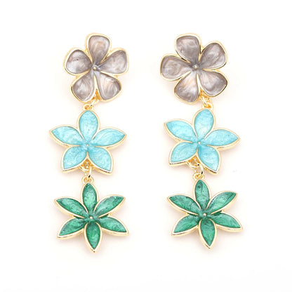 Elegant Multi-Layer Floral Alloy Drop Earrings - Unique Design for Distinctive Style and Effortless Sophistication