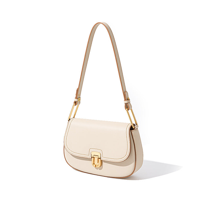 Designer Inspired Small Saddle Bag Genuine Leather Luxe Versatile Arm Hand Carry Dual Strap Shoulder Crossbody Style Korean Fashion Trend