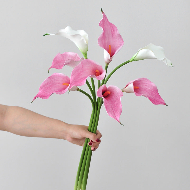 Lifelike Calla Lily Faux Flower with Long Stem - EVA Foam Floral Arrangement for Home Décor - Elegant High-Stemmed Wet-Look Calla Lily Decoration