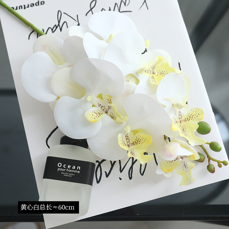 Fresh & Lively 3D Printed 7-Head Orchid Simulation Flowers – Luxurious Faux Floral Arrangement for Home Décor, Perfect for Living Room and Dining Table Centerpieces