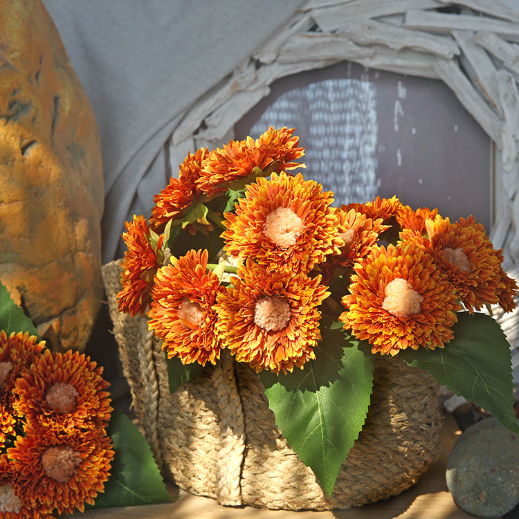 6-Head Realistic Sunflower Artificial Flowers - Perfect Home Décor for Rustic Settings, Long-Lasting and No Maintenance Needed