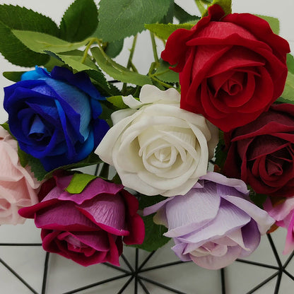 Single Plush Velvet Simulation Rose - Realistic Faux Flower for High-End Valentine's Day & Wedding Decor - Perfect Gift for Loved Ones