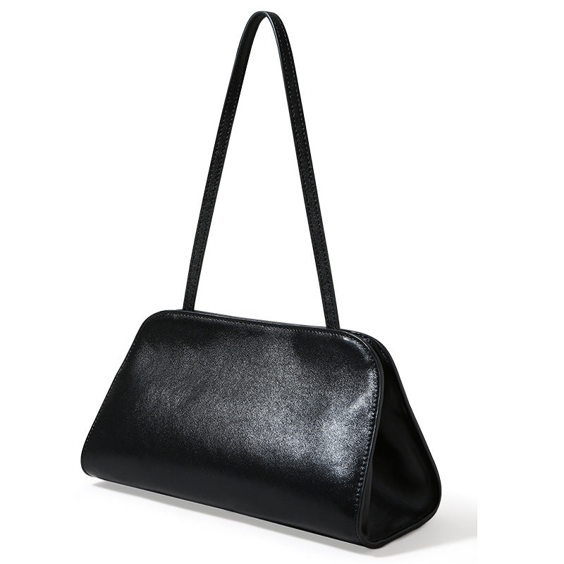 Luxurious French Style Leather Underarm Bag Vegetable Tanned Cowhide Clutch and Crossbody Purse for Women Chic Minimalist Design for Any Occasion