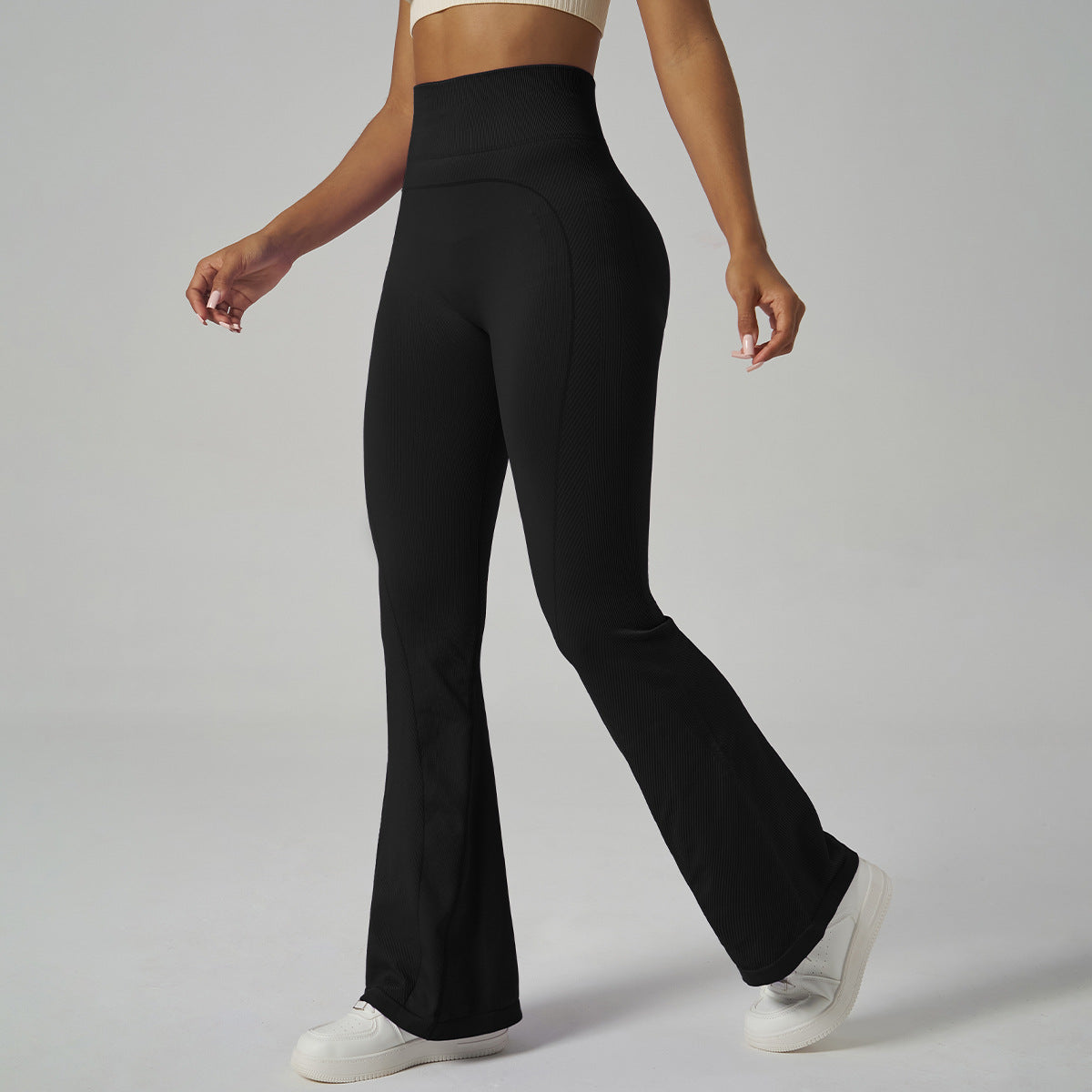 Fashionable Solid Color Wide Leg Yoga Pants Flared Leggings for Activewear and Comfort