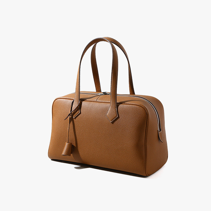 Luxurious Genuine Leather Tote Bag for Women Versatile Commute Essential Handbag Grain Cowhide Design