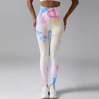 Tie Dye High Waisted Seamless Leggings for Enhanced Lift and Comfort Hand Painted Fitness and Yoga Pants for a Flattering Peachy Bottom