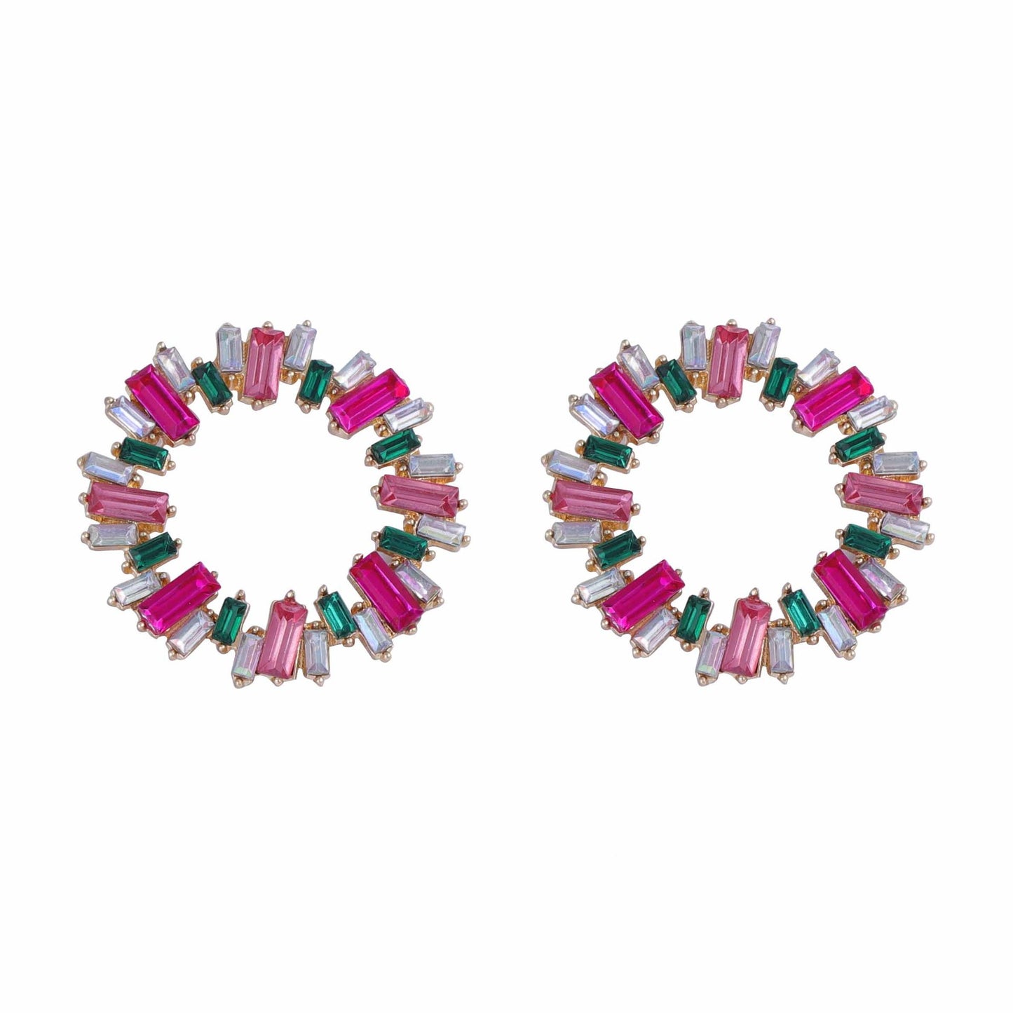Chic Luxury Geometric Full-Diamond Sunflower Circle Stud Earrings for Women - Versatile Everyday Wear and Perfect for the Office