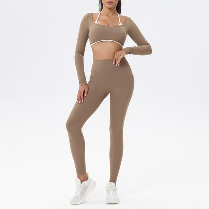 Chic Color Block Yoga Outfit Set for Women Quality Versatile Casual Activewear for Fitness and Workout