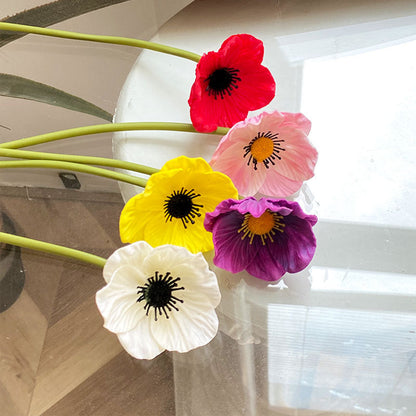 Realistic PU Mini Poppy Artificial Flowers - Perfect Decorative Flower Arrangements for Living Room & Bedroom, Ideal for Photo Props & Home Decor Accents