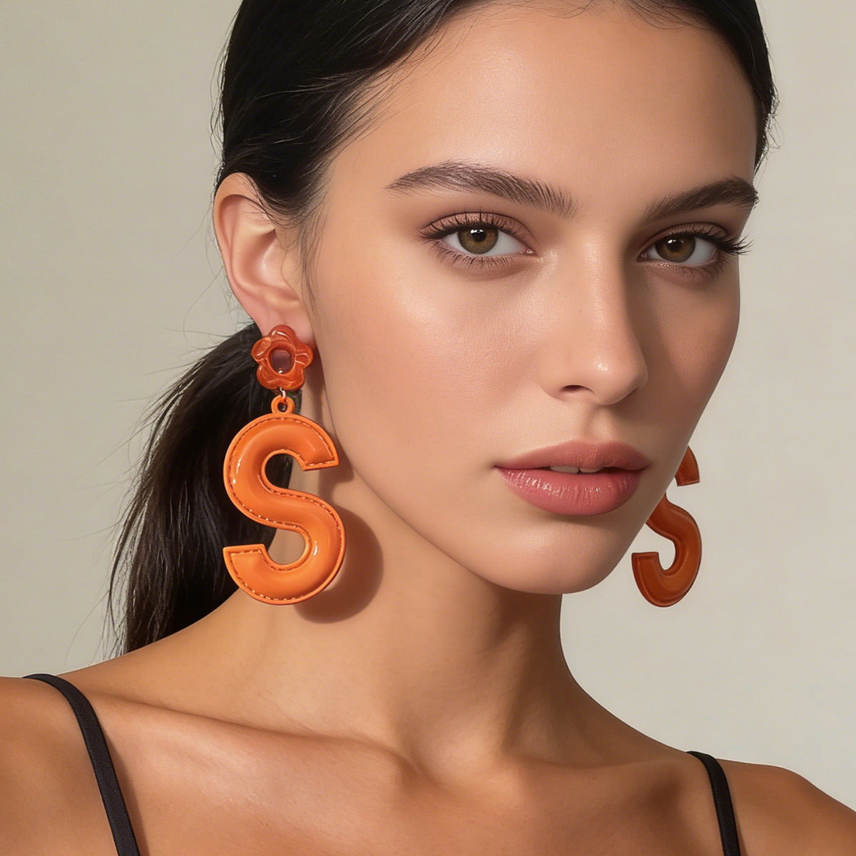 Stylish Minimalist Alloy Letter 'S' Pendant Earrings for Women - Trendy, Unique, and Eye-Catching Statement Jewelry