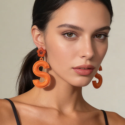 Stylish Minimalist Alloy Letter 'S' Pendant Earrings for Women - Trendy, Unique, and Eye-Catching Statement Jewelry