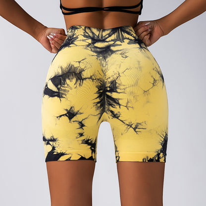 High Performance Tie Dye Yoga Shorts for Women Breathable Stretchy and for Running and Workout with Lifted Butt Design