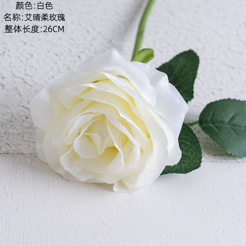 Elegant AI Qinger Single Stem Artificial Rose - Perfect for Home Decor, Weddings, and Gifts - Lifelike Greenery Ornament PJ1001