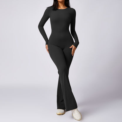 Women's Long Sleeve Yoga Bodysuit Form Fitting Activewear for Fitness and Gym Sessions Style 8705