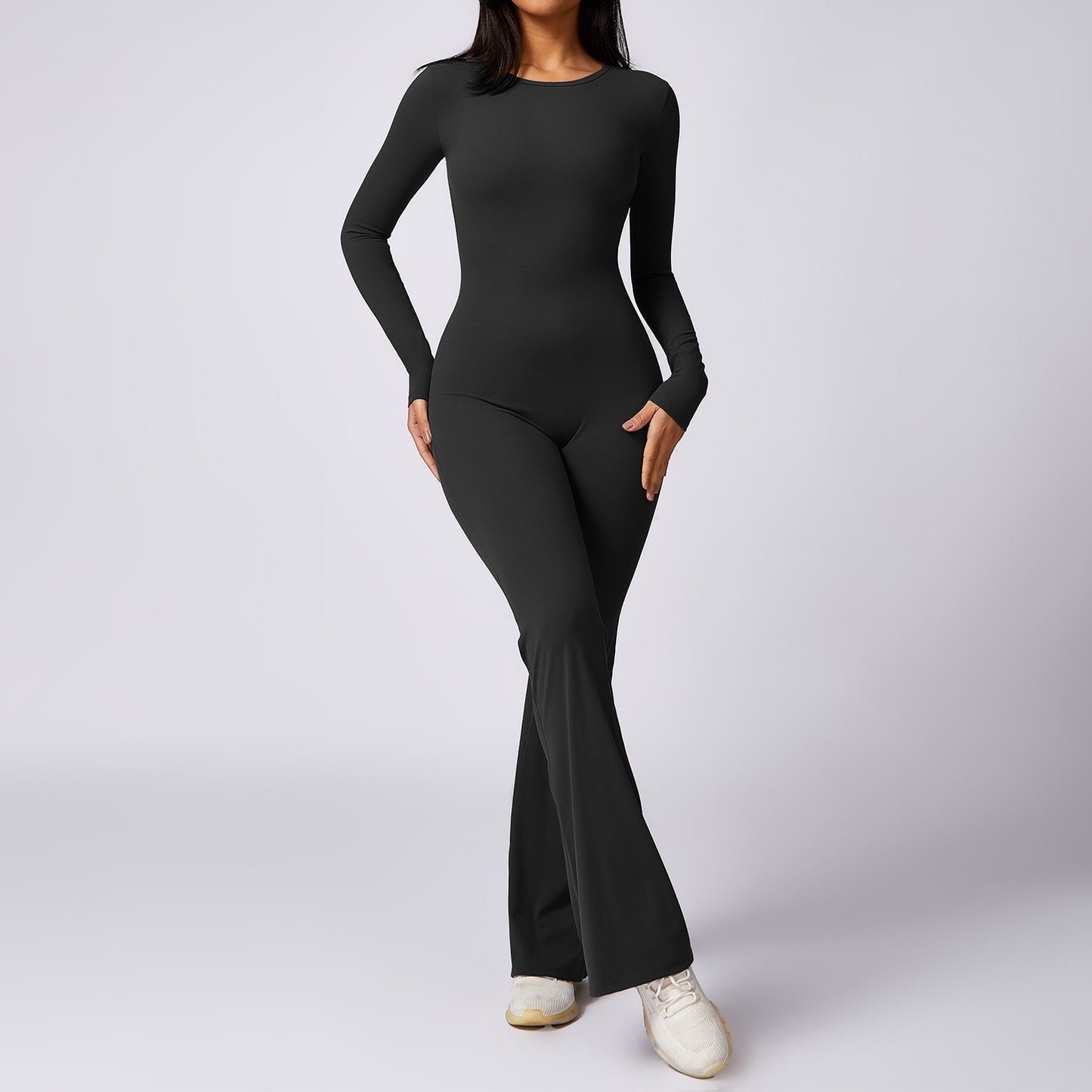 Women's Long Sleeve Yoga Jumpsuit Figure Hugging Activewear for Comfort and Performance Style 8705