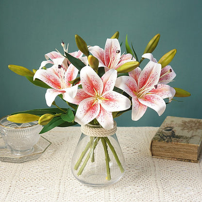 Realistic Miniature 3D Lily - Short Stem Artificial Flower for Home, Hotel Decor, Wedding Photography, and Event Styling