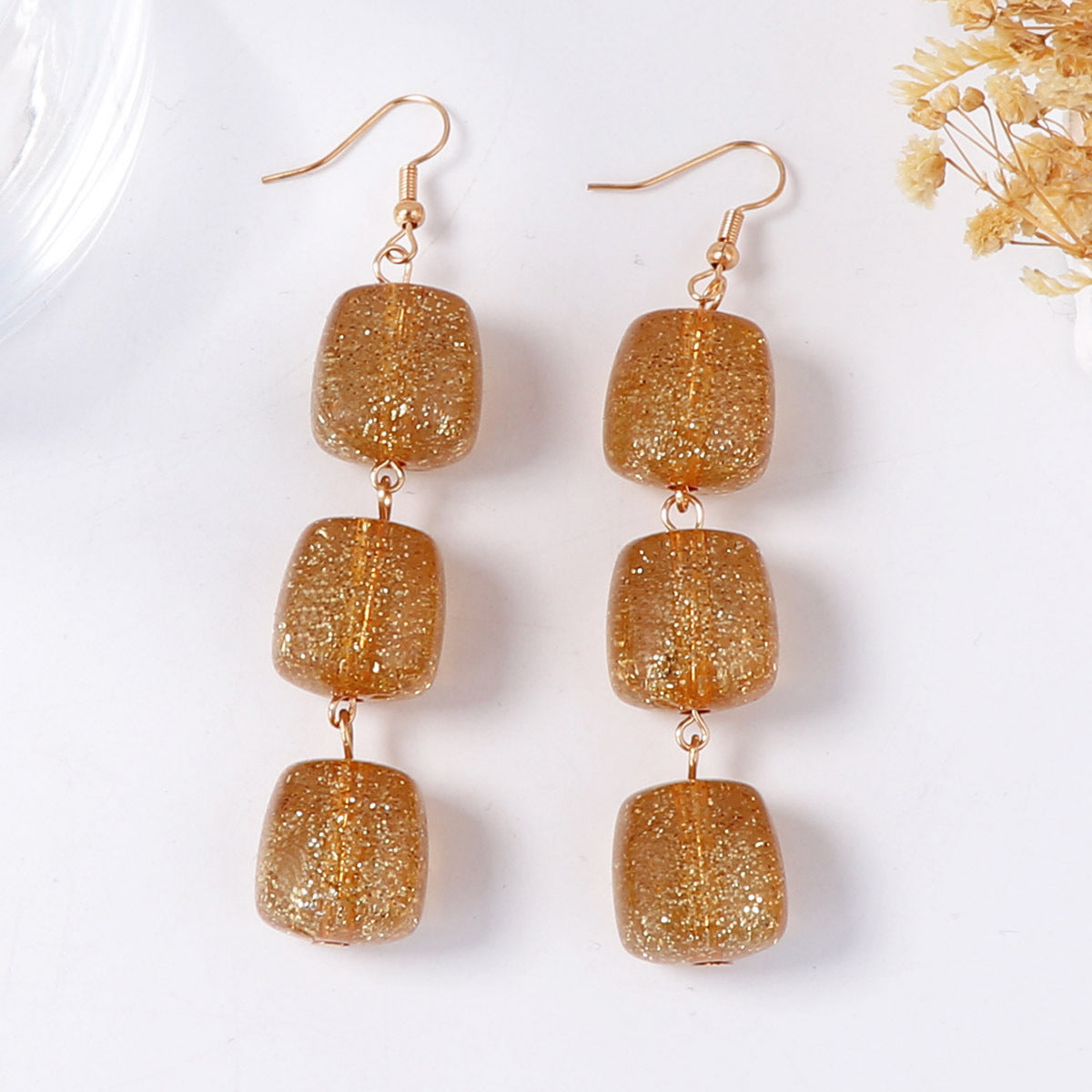 Stylish Geometric Colorful Resin Inlay Hook Earrings - Versatile Bohemian Tribal Earrings for Everyday Wear and Commute