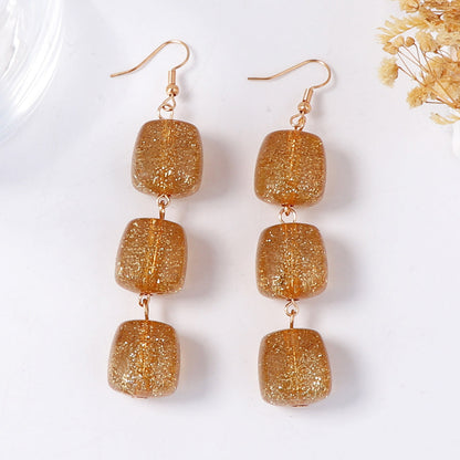 Stylish Geometric Colorful Resin Inlay Hook Earrings - Versatile Bohemian Tribal Earrings for Everyday Wear and Commute