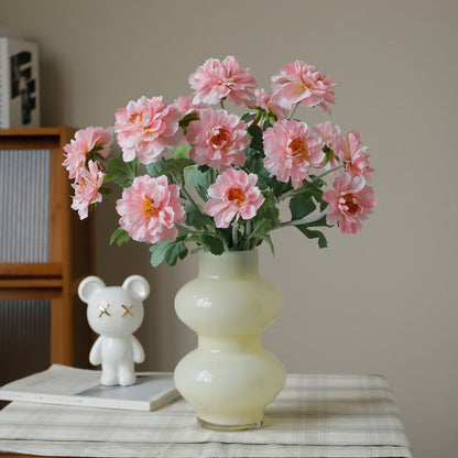 Elegant Wedding Home Decor:  Faux Peony Floral Arrangement with 3 Velvet Blooms - Perfect for Stylish Interiors